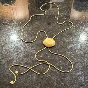 Bolo Style Gold Necklace with Textured Pendant